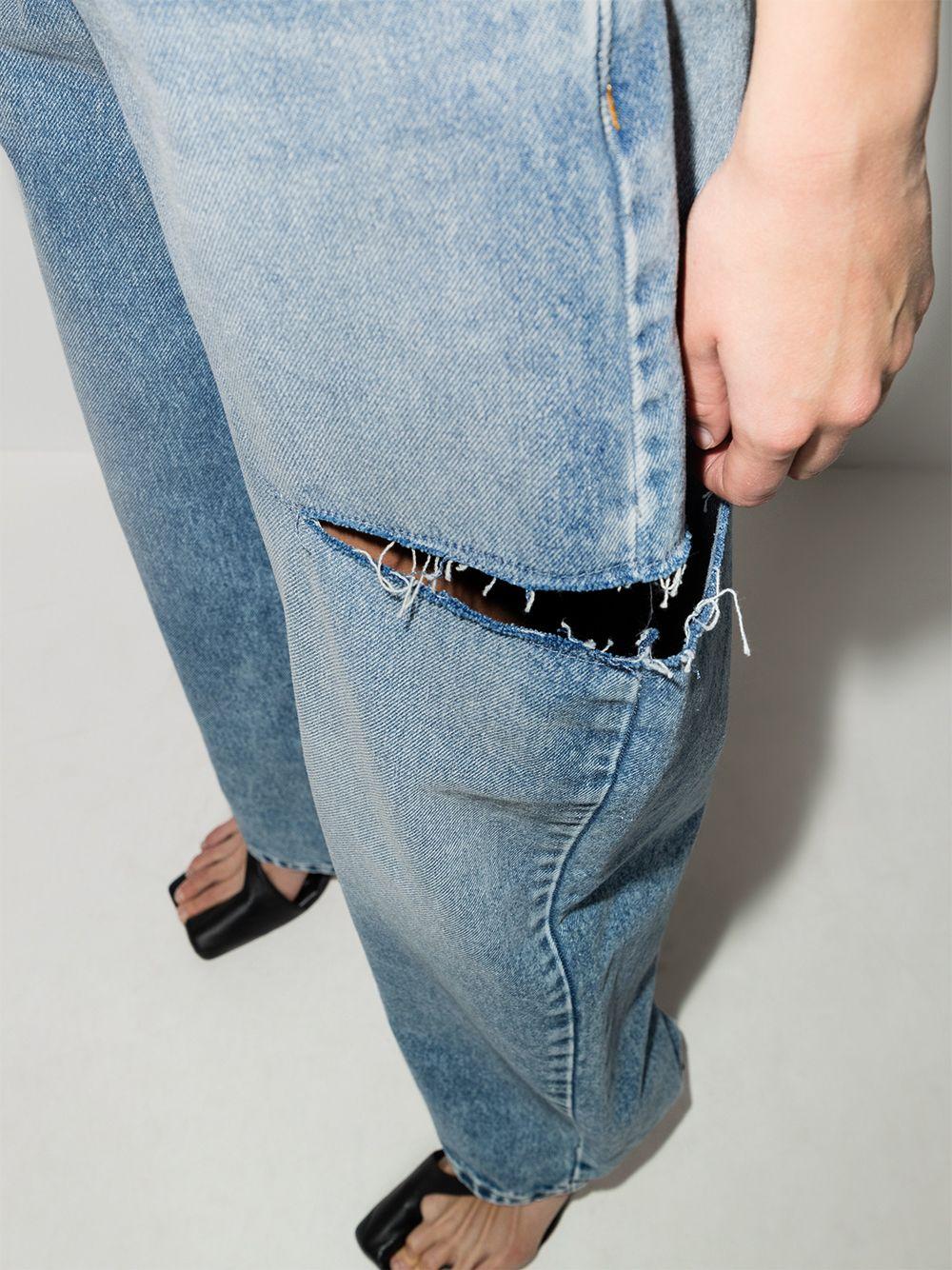 MAISON MARGIELA Jeans blu in cotone con dettaglio cut-out