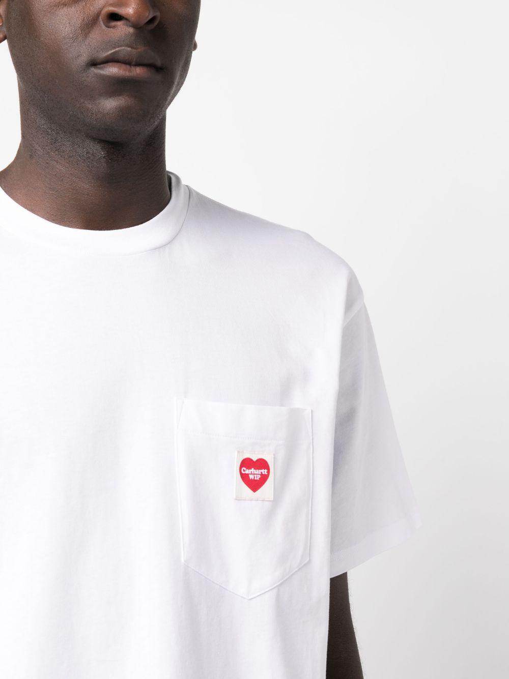 CARHARTT WIP T-shirt in cotone bianco con tasca e logo cuore