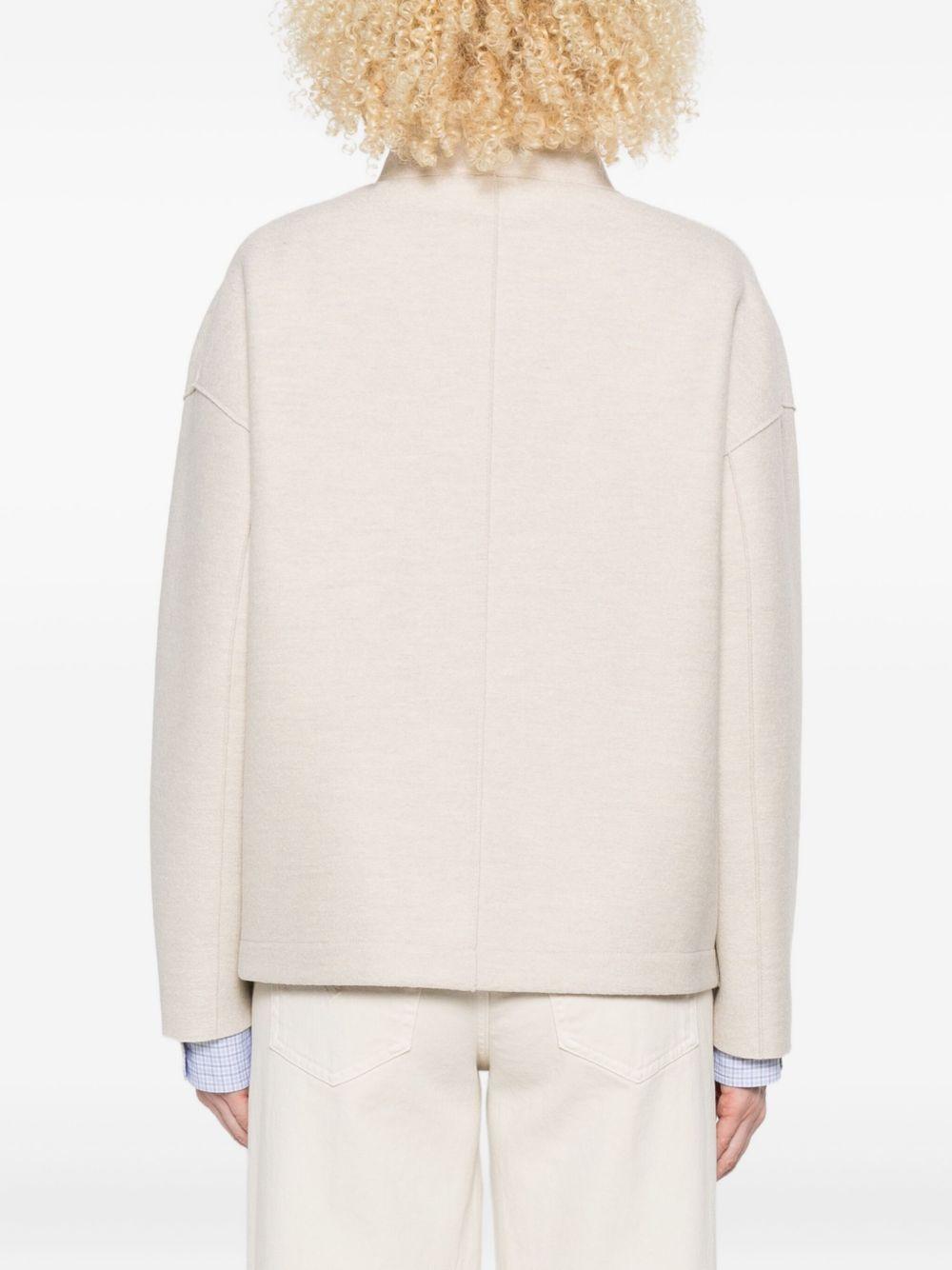 HARRIS WHARF LONDON Cappotto corto doppiopetto in lana beige