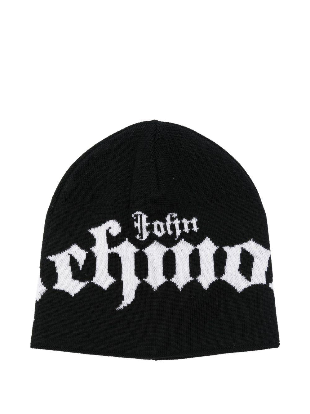 JOHN RICHMOND Berretto nero in lana con logo tipo