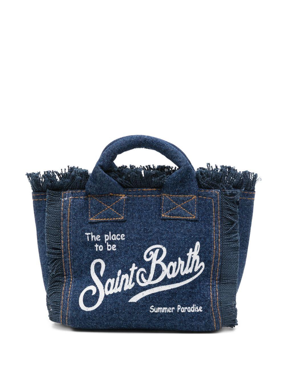 MC2 SAINT BARTH Borsa tote Vanity Mini in denim di cotone con logo