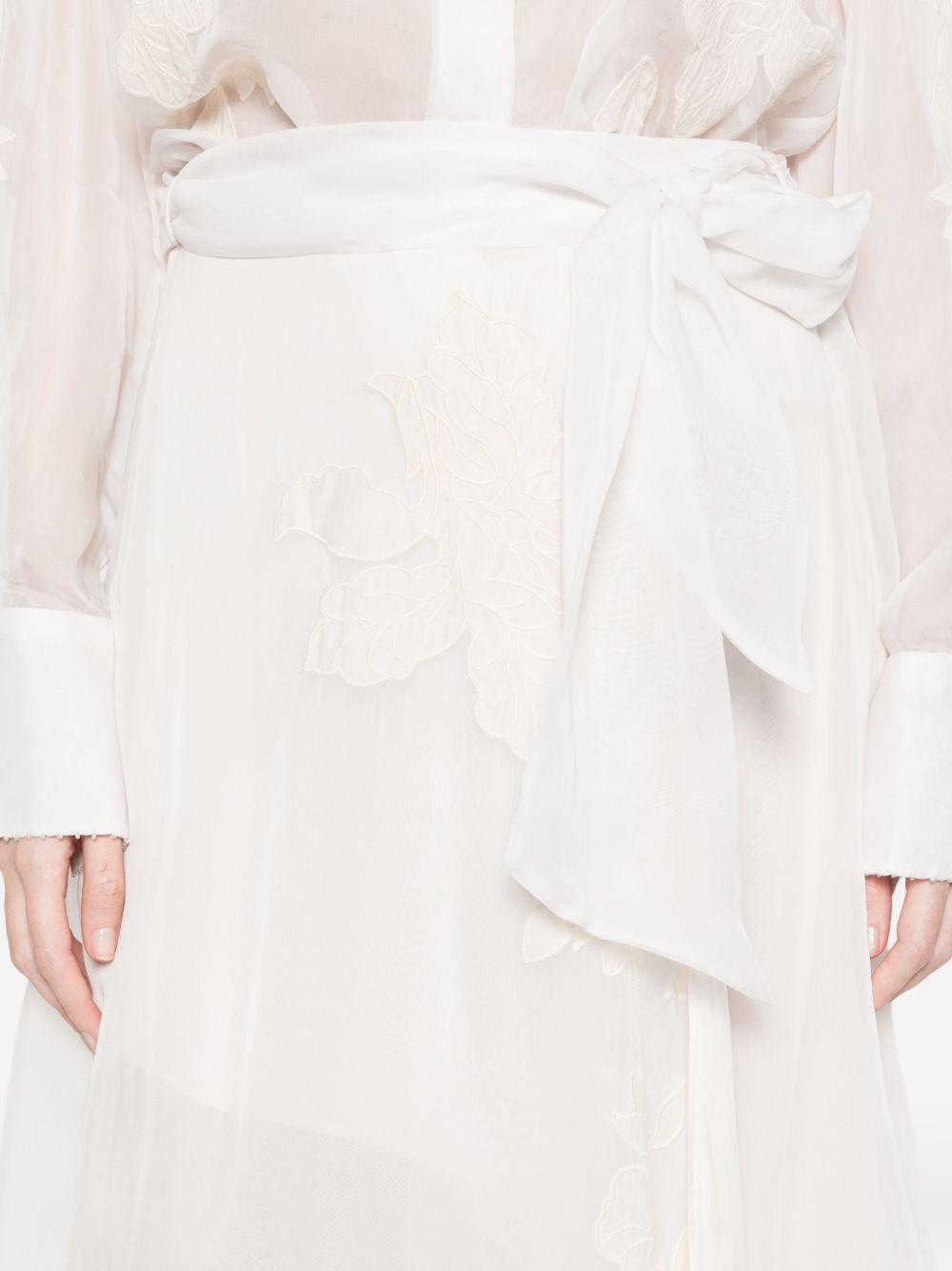 FORTE FORTE Gonna midi avorio con decorazioni floreali