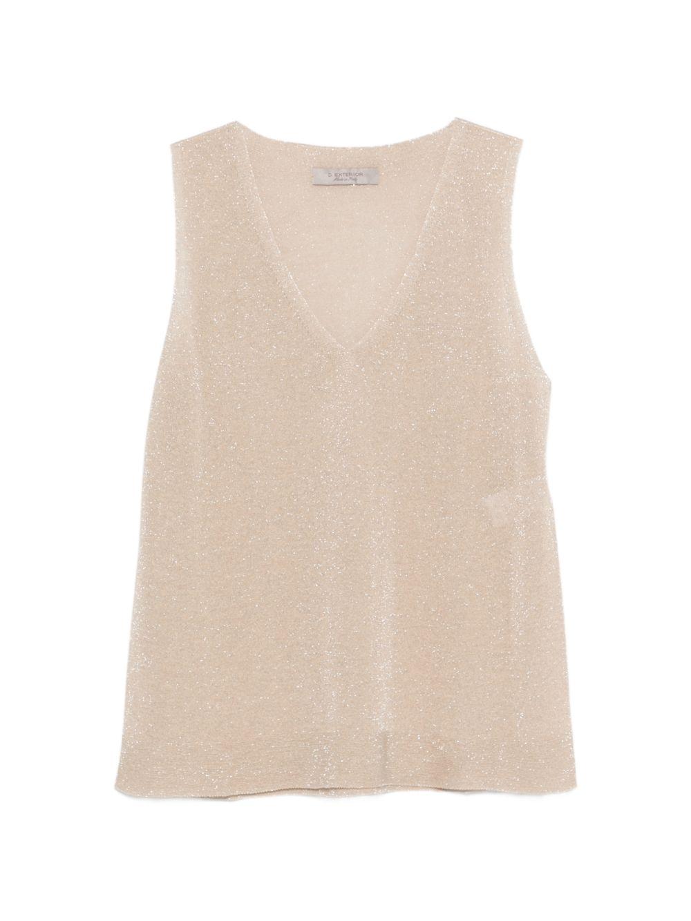 D EXTERIOR Top con scollo a V in lurex