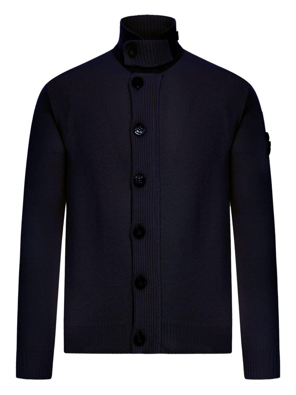 STONE ISLAND Cardigan a collo alto con patch logo
