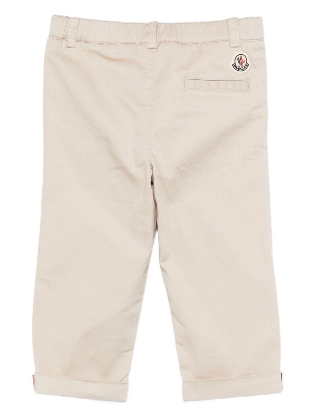MONCLER Pantaloni beige in cotone elasticizzato