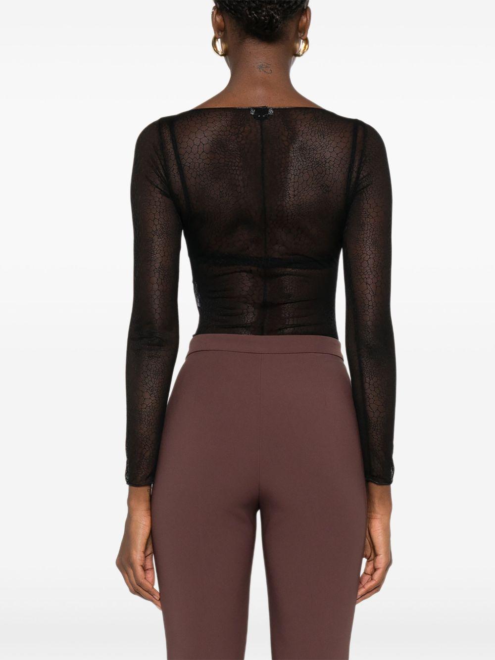 ELISABETTA FRANCHI Body nero con motivo geometrico