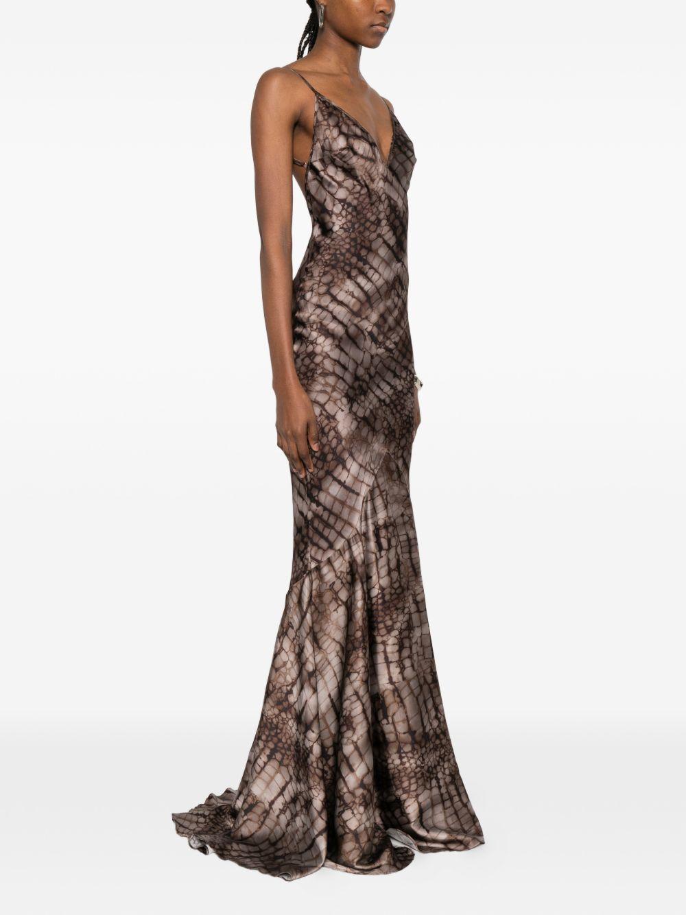 ELISABETTA FRANCHI Abito lungo con stampa animalier