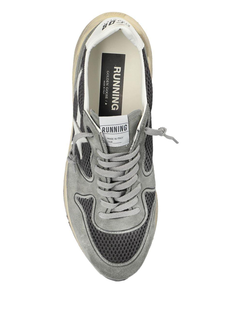 GOLDEN GOOSE Sneakers 'Running Sole' con tomaia in suede verde e mesh grigio