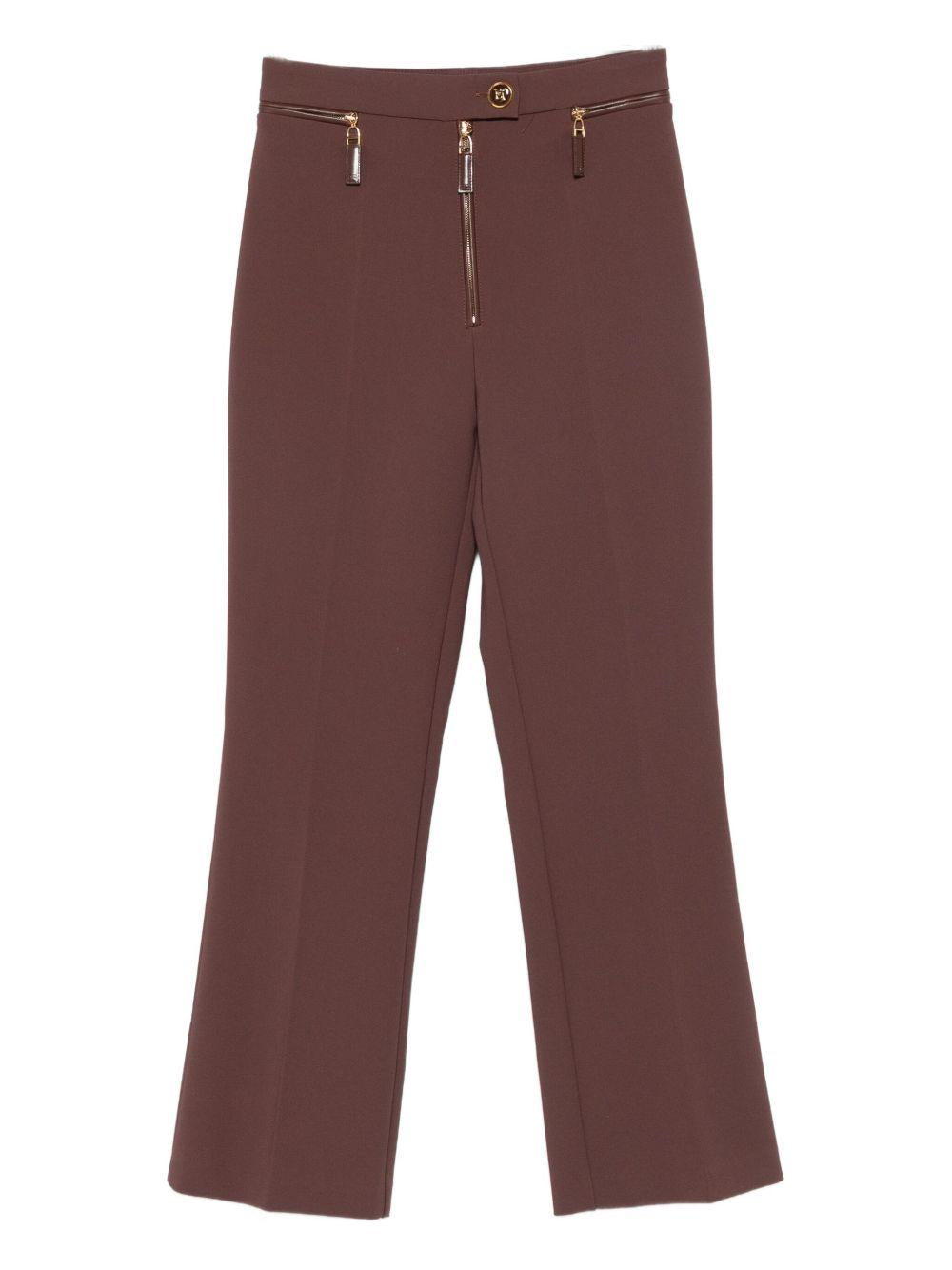 ELISABETTA FRANCHI Pantaloni eleganti marroni con zip