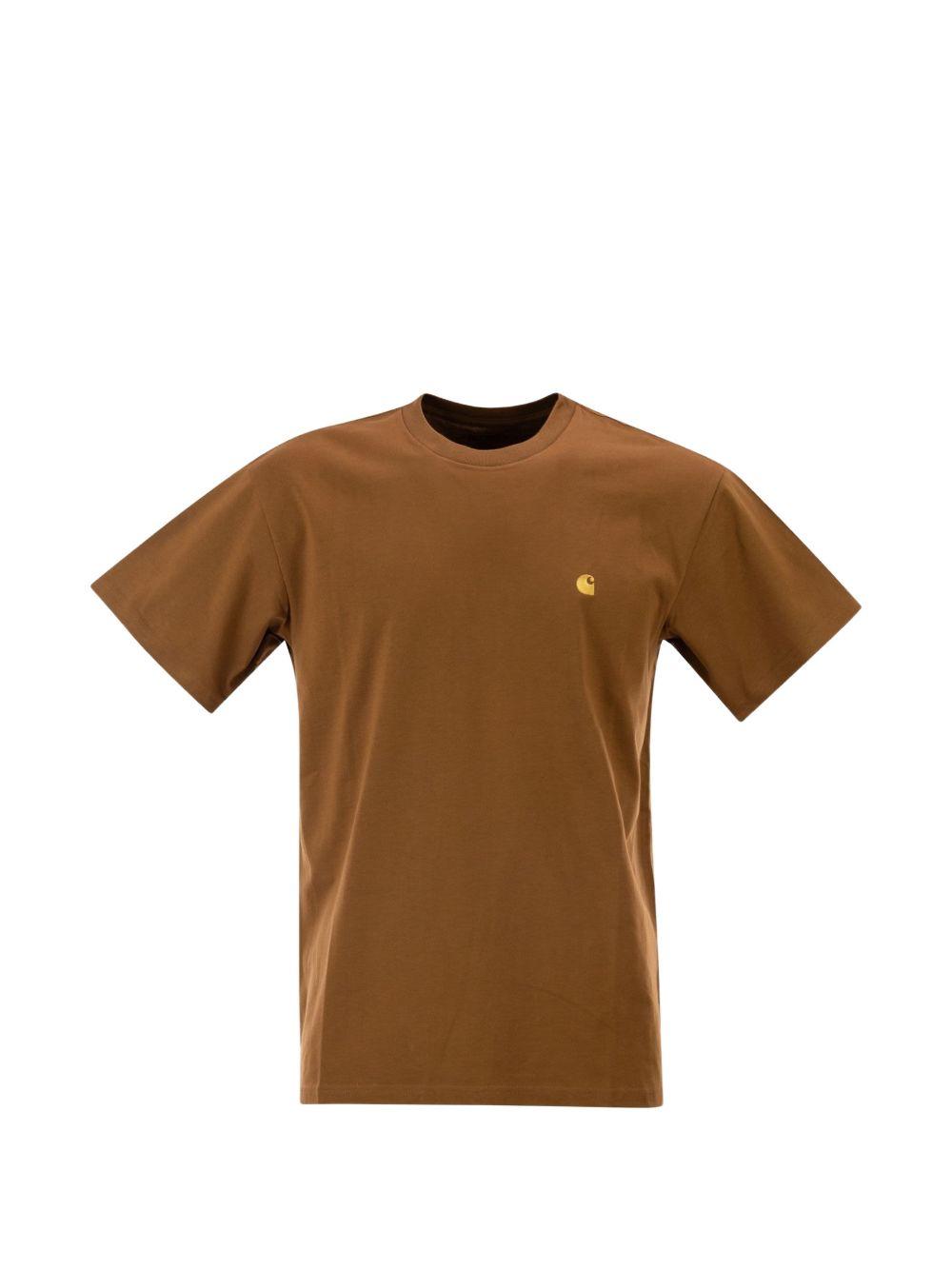 CARHARTT WIP T-shirt Chase marrone in jersey di cotone