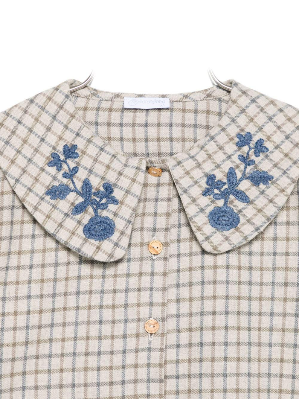 LARANJINHA Camicia a quadri ricamata