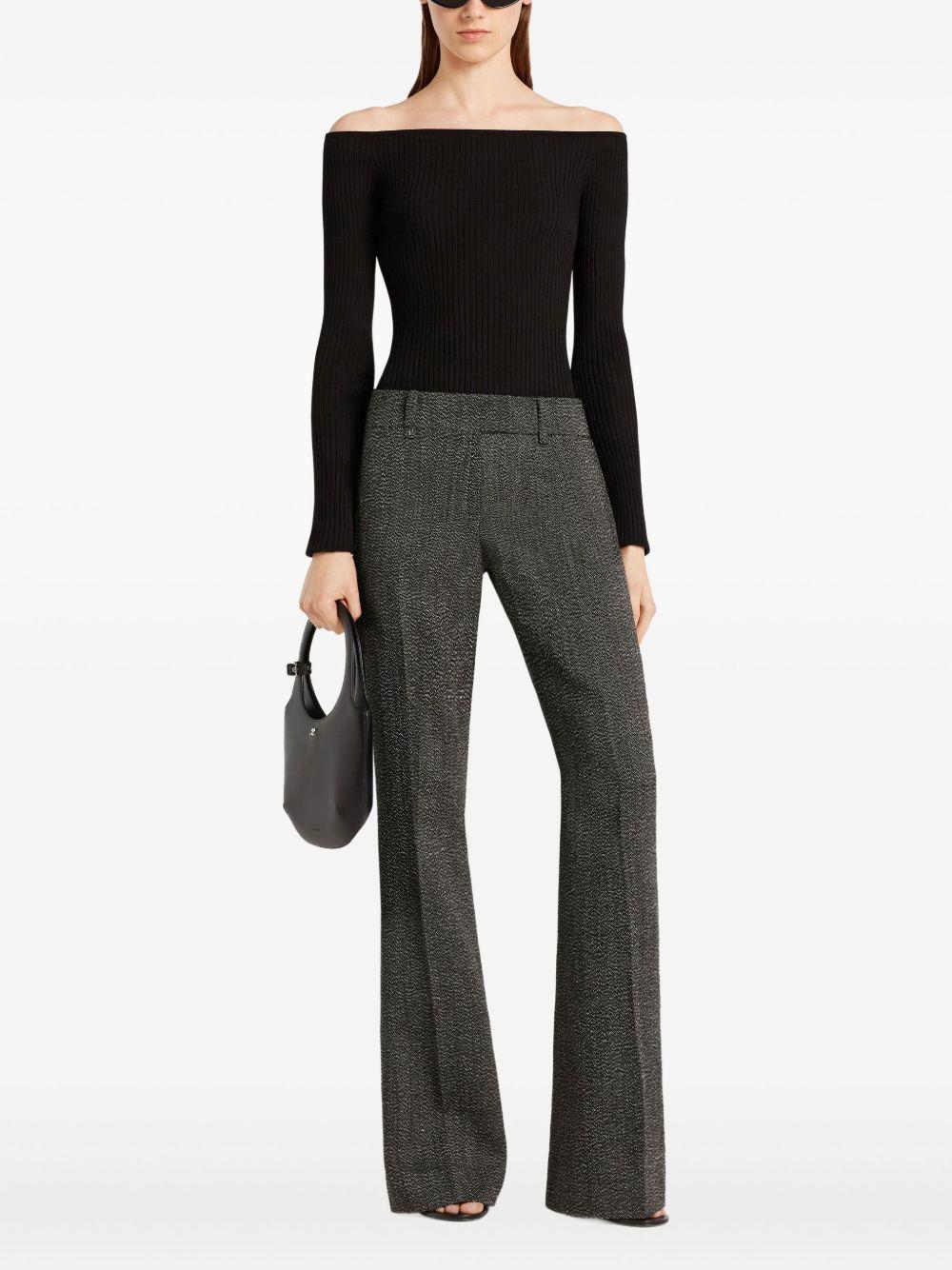 COURREGES Top con scollo bardot nero con logo