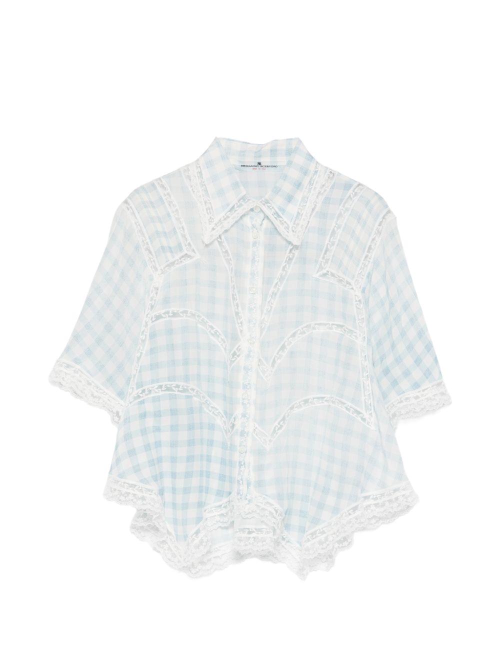ERMANNO SCERVINO Camicia con motivo a quadri con pizzo