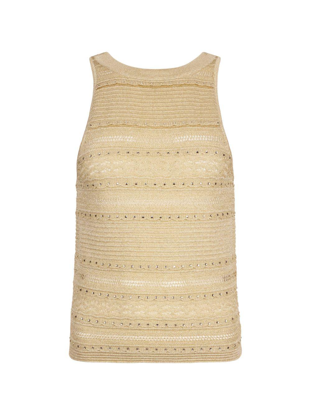 LIUJO Top giallo paglia in crochet