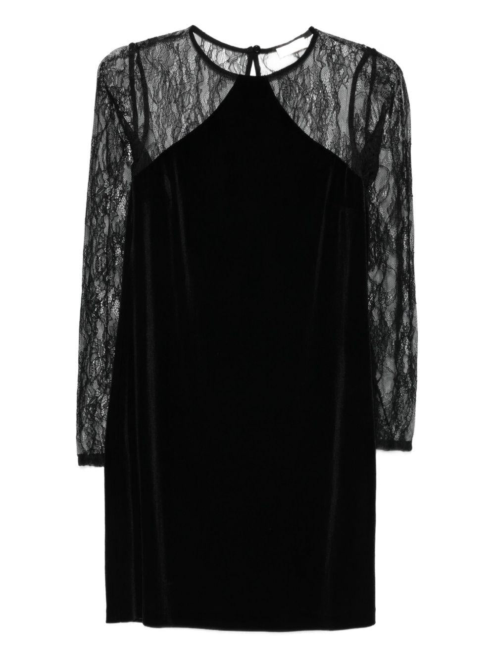 LIUJO Abito corto nero con inserti in pizzo