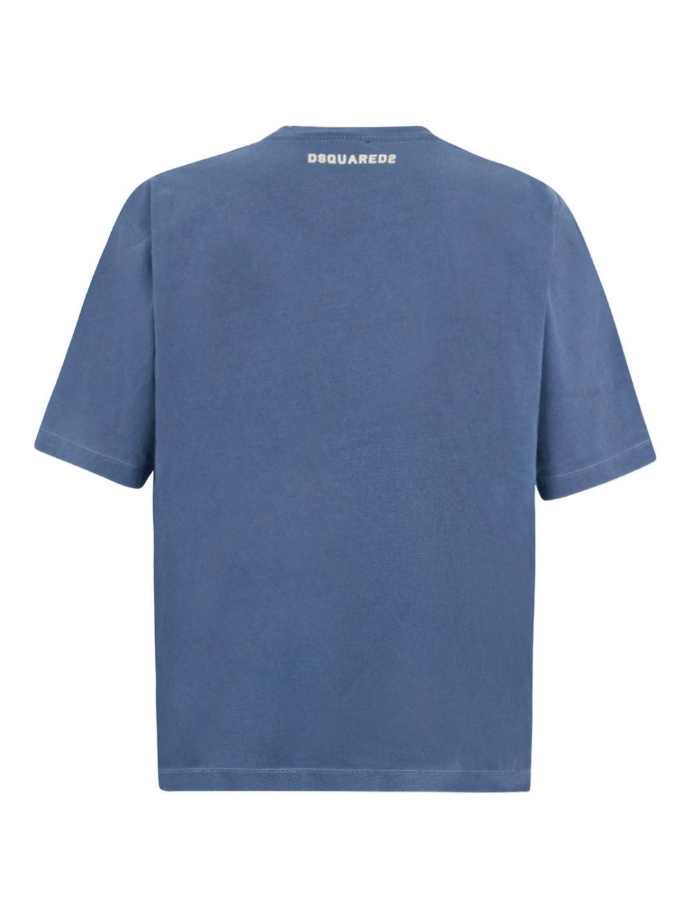 DSQUARED2 T-shirt blu con stampa e applicazione