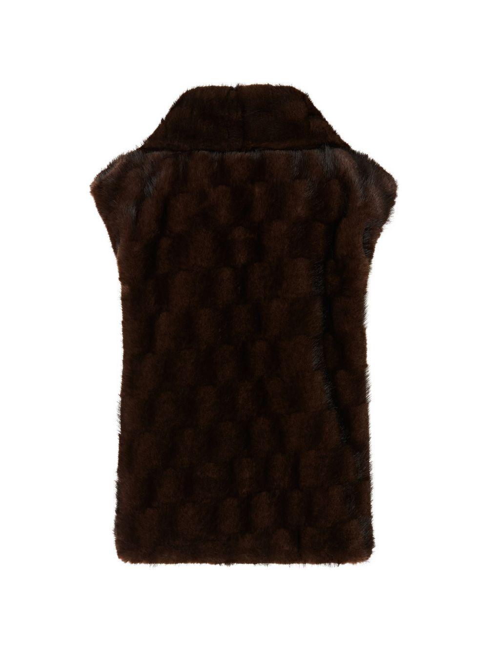 PINKO Gilet Glossina in ecopelliccia marrone con zip