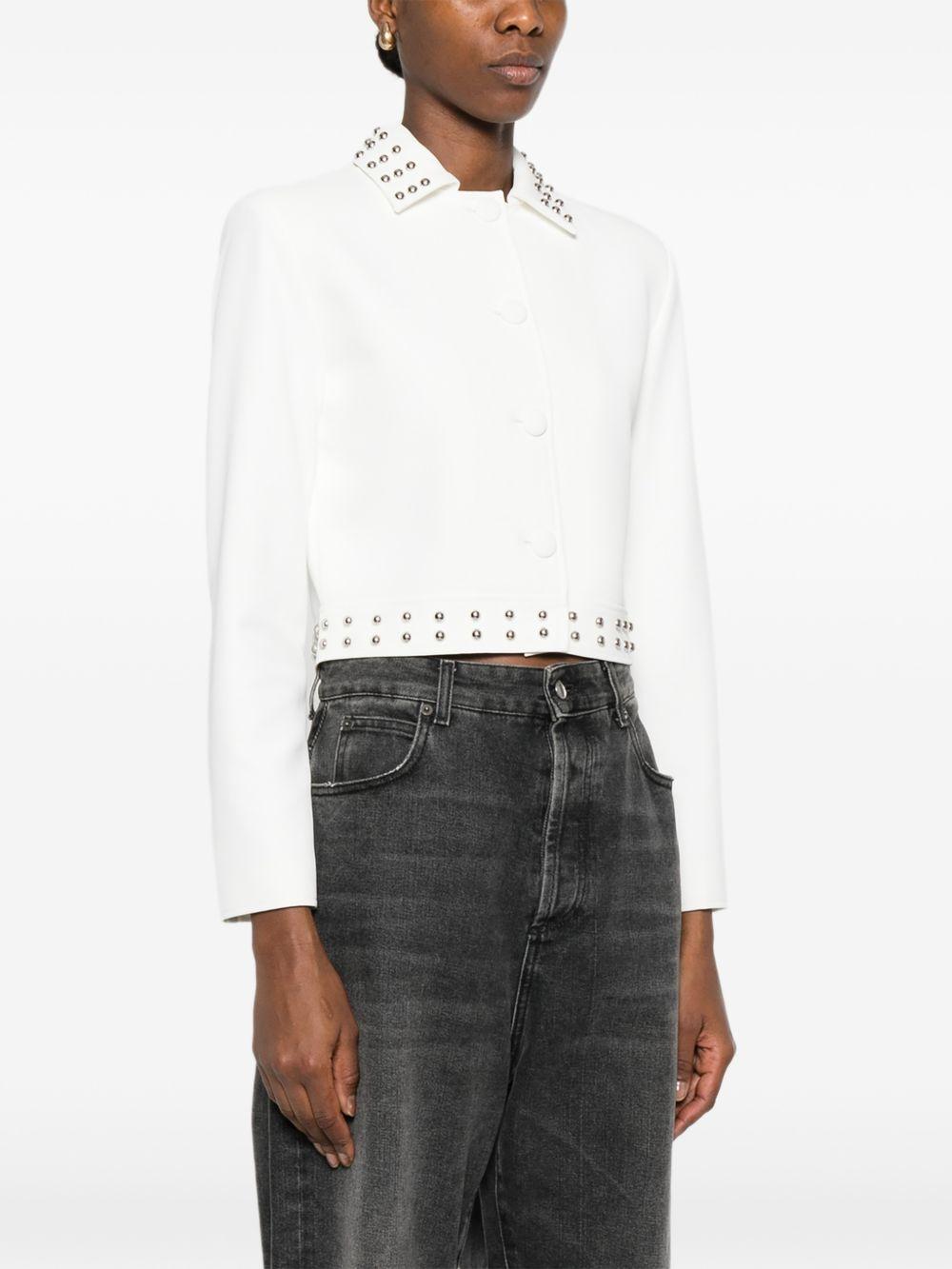 LIUJO Giacca bianca impreziosita da borchiette su collo e vita