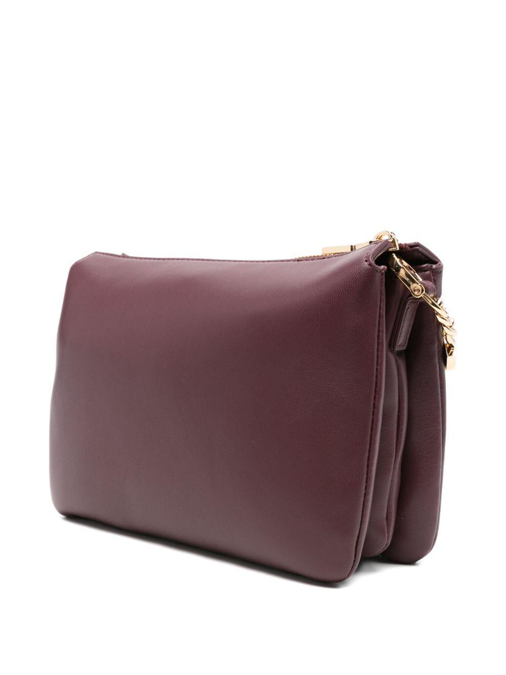 LOVE MOSCHINO Borsa a spalla bordeaux con catena oro