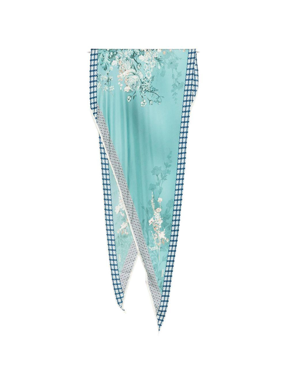 SEVENTY Foulard in seta verde con stampa floreale