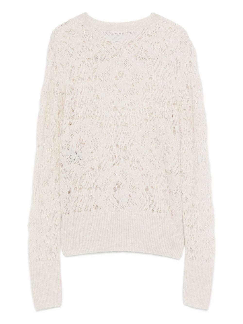 D EXTERIOR Maglia bianco sporco in pizzo traforato