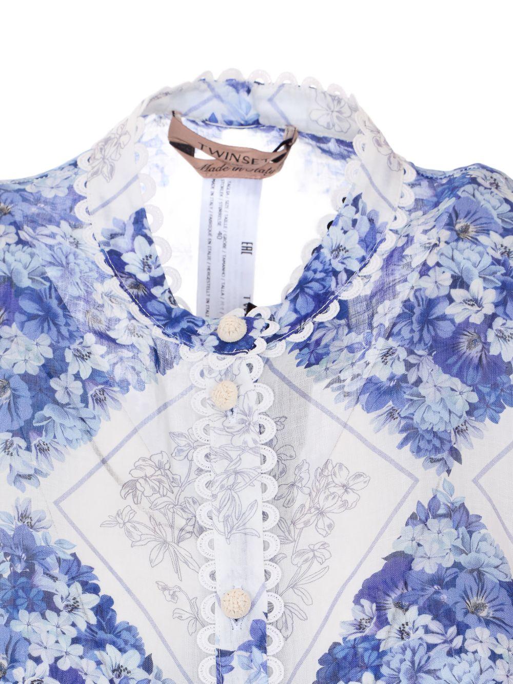 TWINSET Camicia stampa floreale con dettagli in pizzo