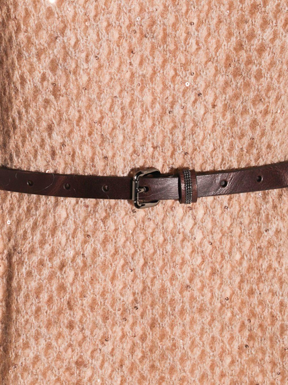 BRUNELLO CUCINELLI Abito midi color nocciola con cintura in vita