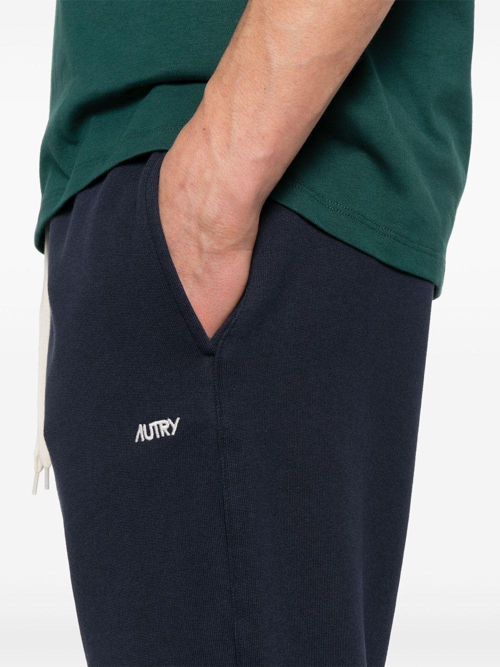 AUTRY Pantaloni tuta in cotone blu con logo bianco