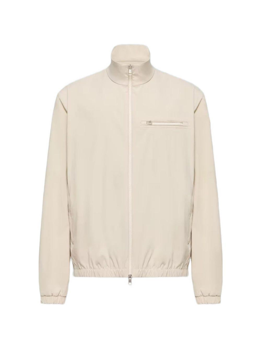 MONCLER Giacca beige con taschino esterno e chiusura a zip