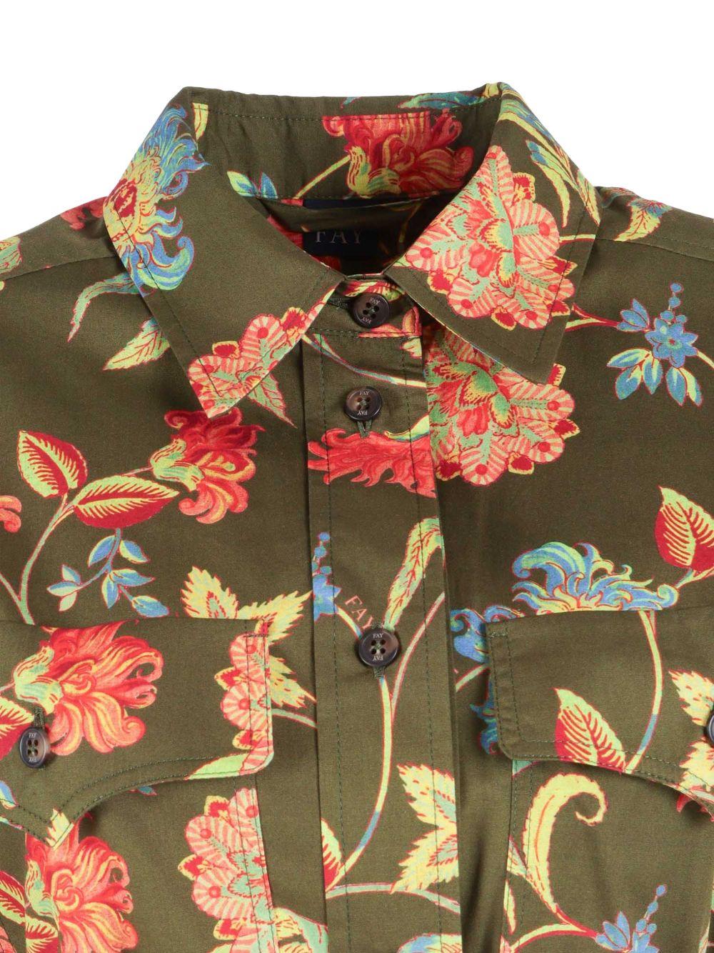 FAY Abito lungo verde con stampa floreale all-over