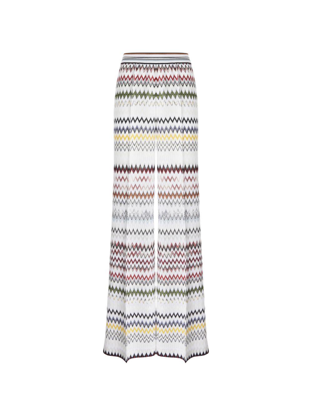 MISSONI Pantaloni in cotone misto viscosa a zig zag multicolore
