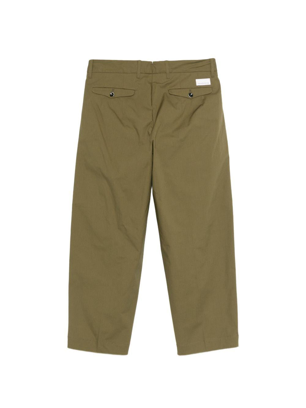 NINE IN THE MORNING Pantaloni in lana misto lino verdi