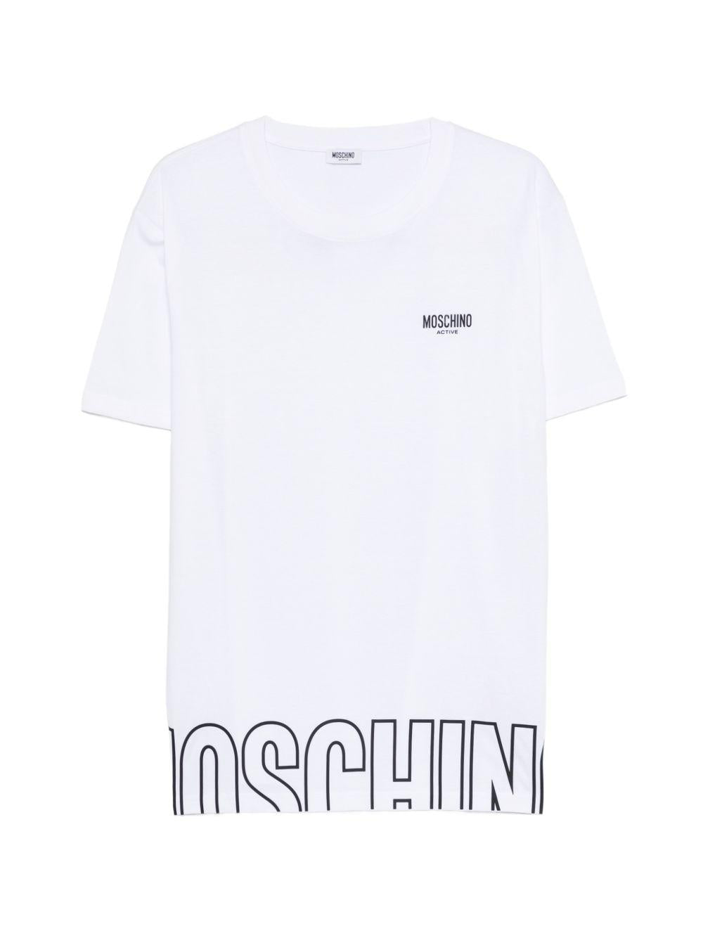 MOSCHINO UNDERWEAR T-shirt bianca con logo e design grafico