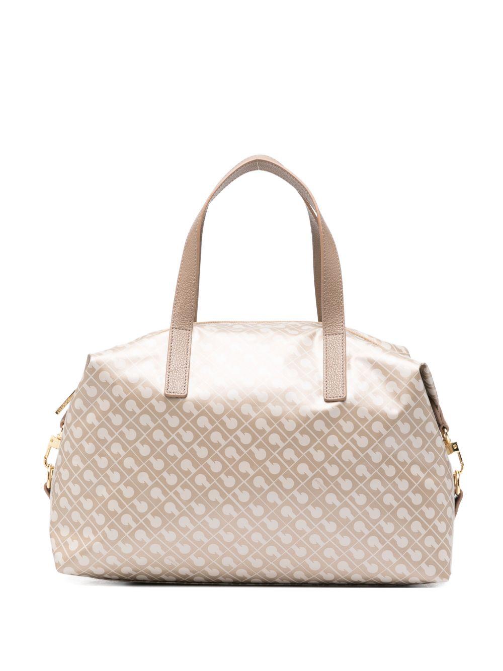 GHERARDINI Borsa Softy Creta con logo all-over avorio