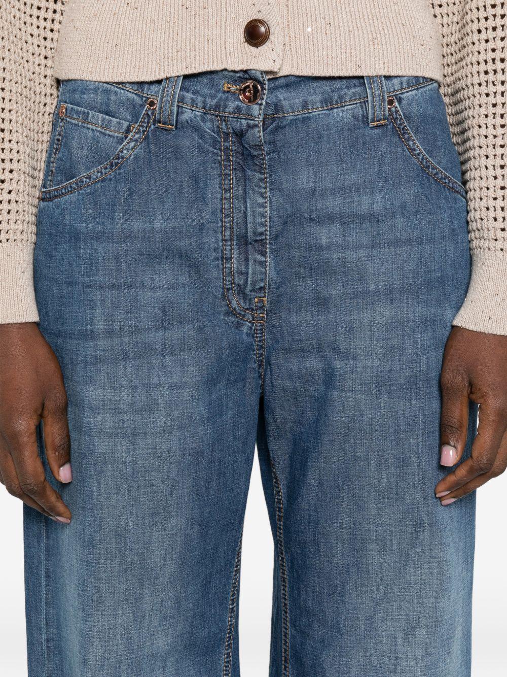 BRUNELLO CUCINELLI Jeans a gamba larga in denim blu