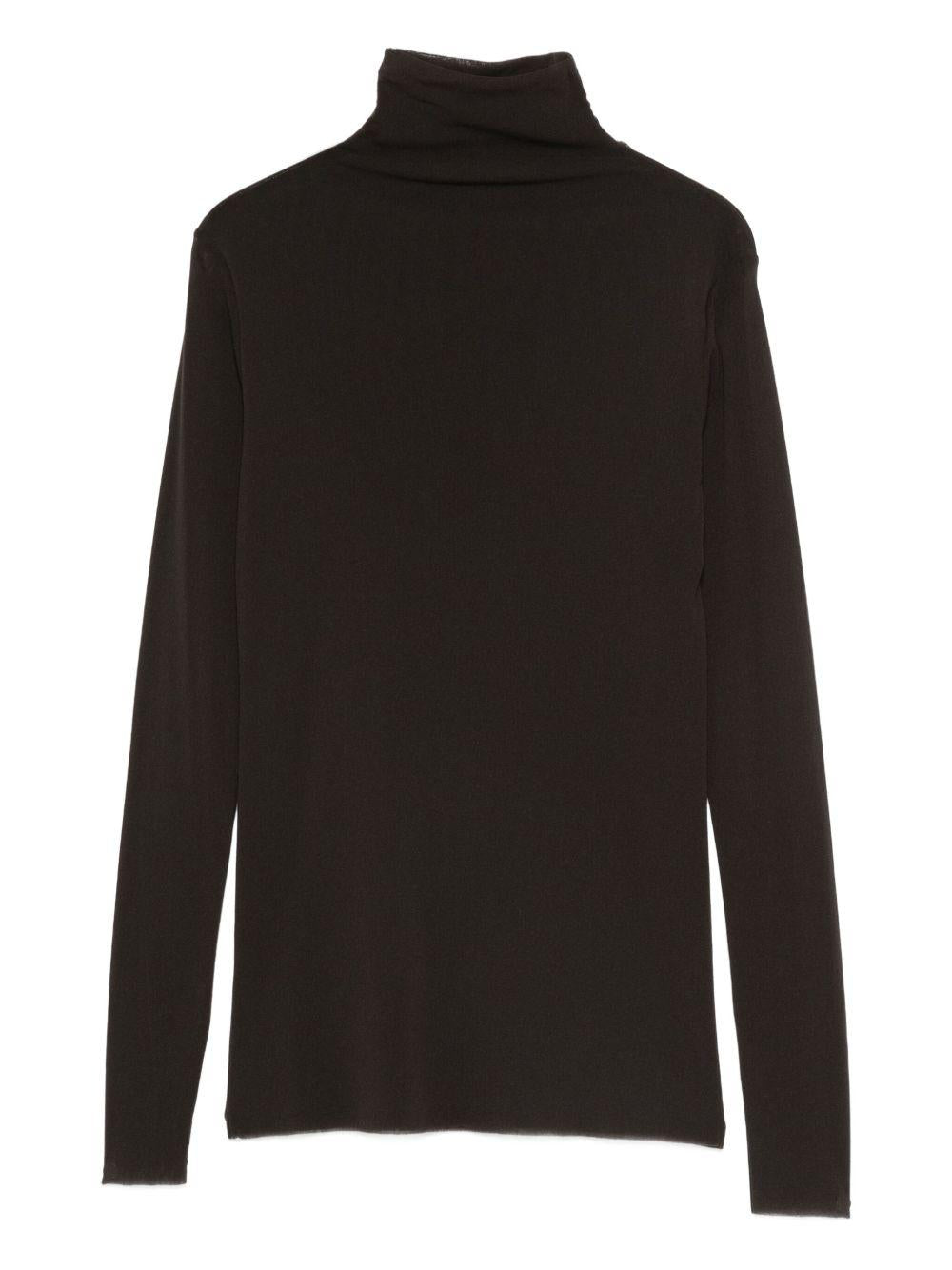 D EXTERIOR Maglia nera a maniche lunghe con collo alto