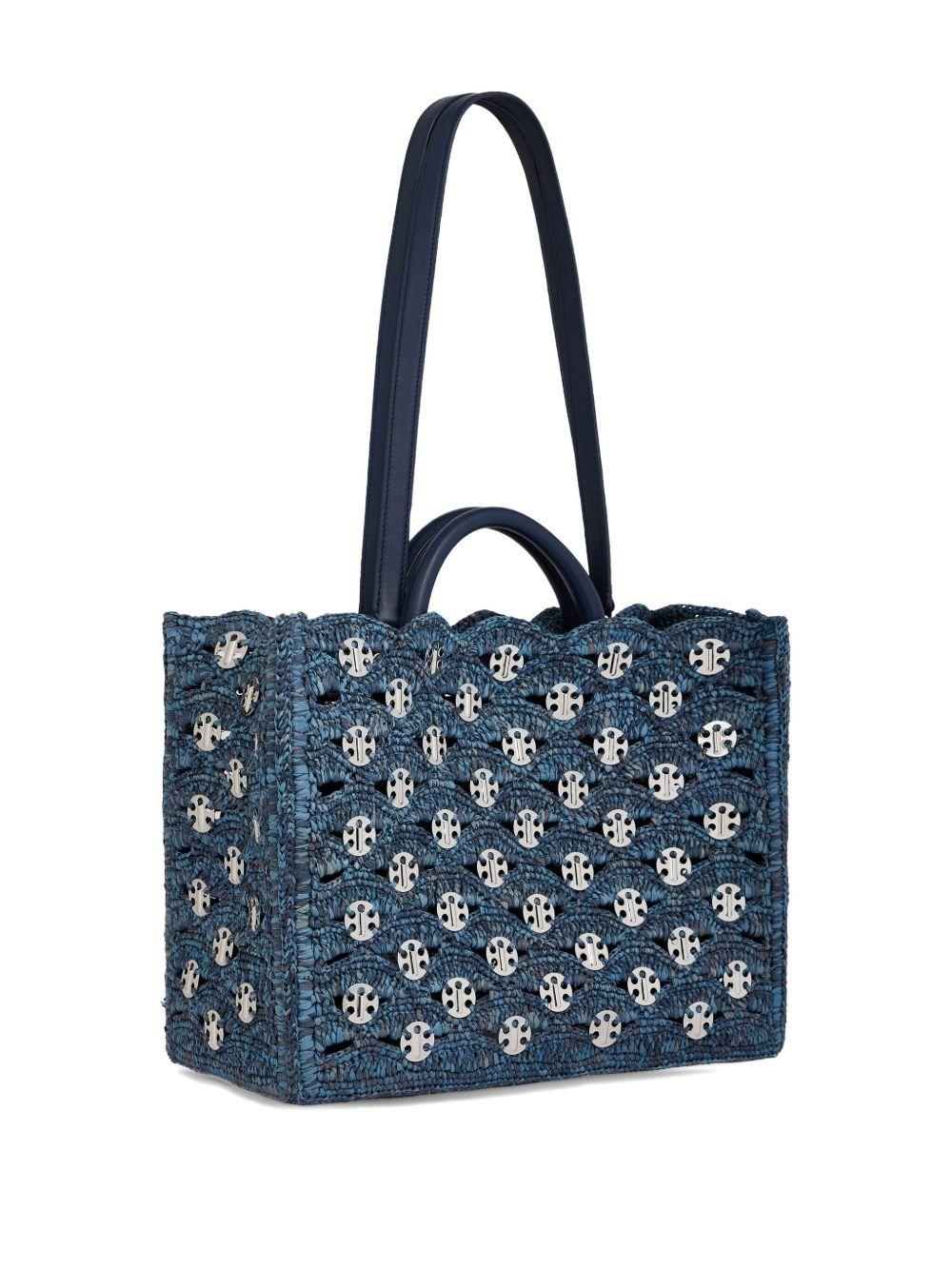 RABANNE Tote bag in rafia blu denim