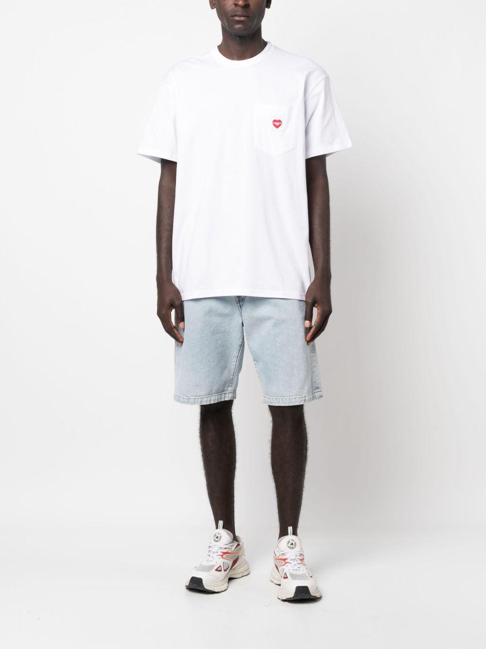 CARHARTT WIP T-shirt in cotone bianco con tasca e logo cuore