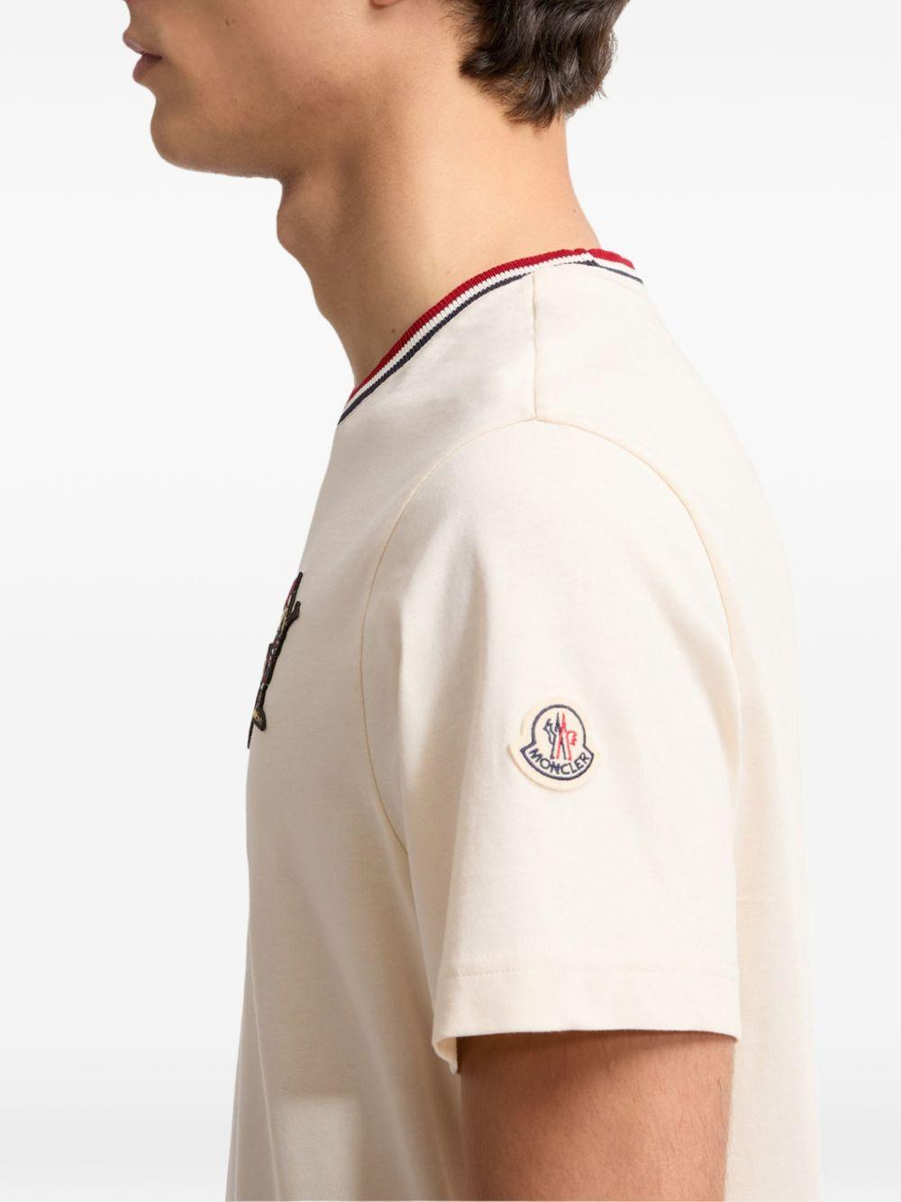 MONCLER T-shirt in cotone avorio