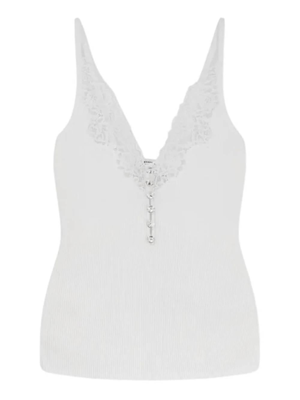 SELF PORTRAIT Top bianco con dettagli in pizzo