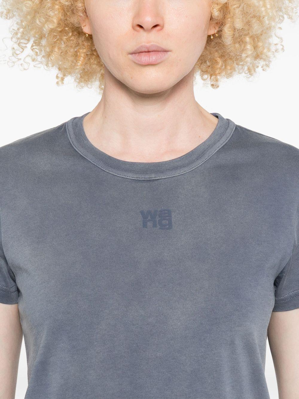 ALEXANDER WANG T-shirt in cotone azzurro con logo