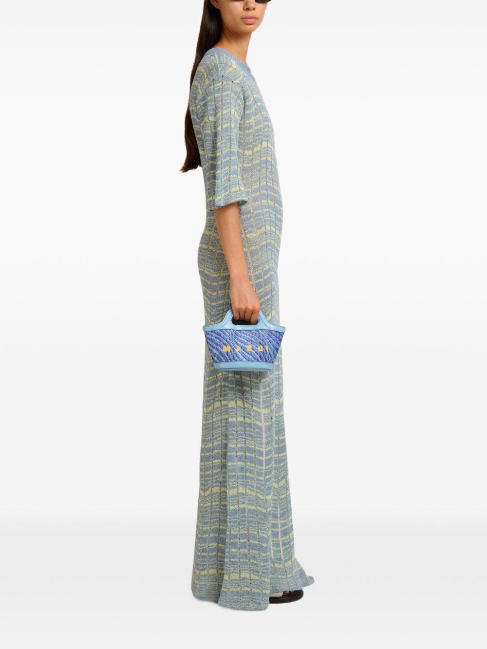 MARNI Borsa a mano azzurra con logo giallo