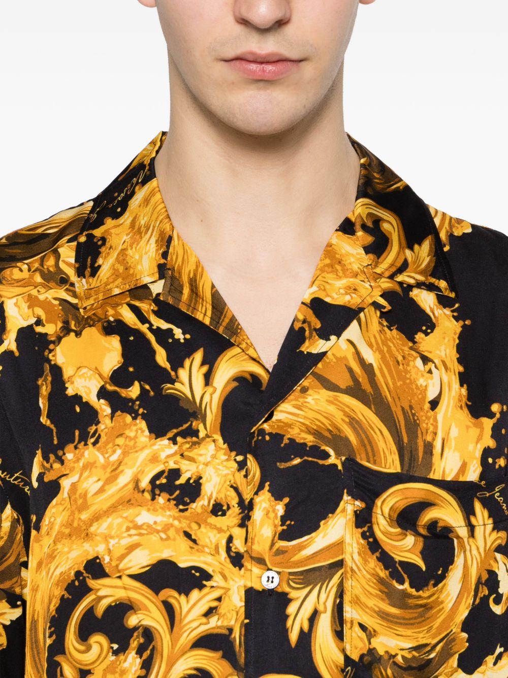 VERSACE JEANS COUTURE Camicia nera con stampa Baroque