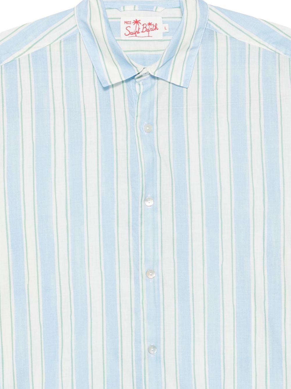 MC2 SAINT BARTH Camicia Sikelia in cotone a righe bianche e azzurre