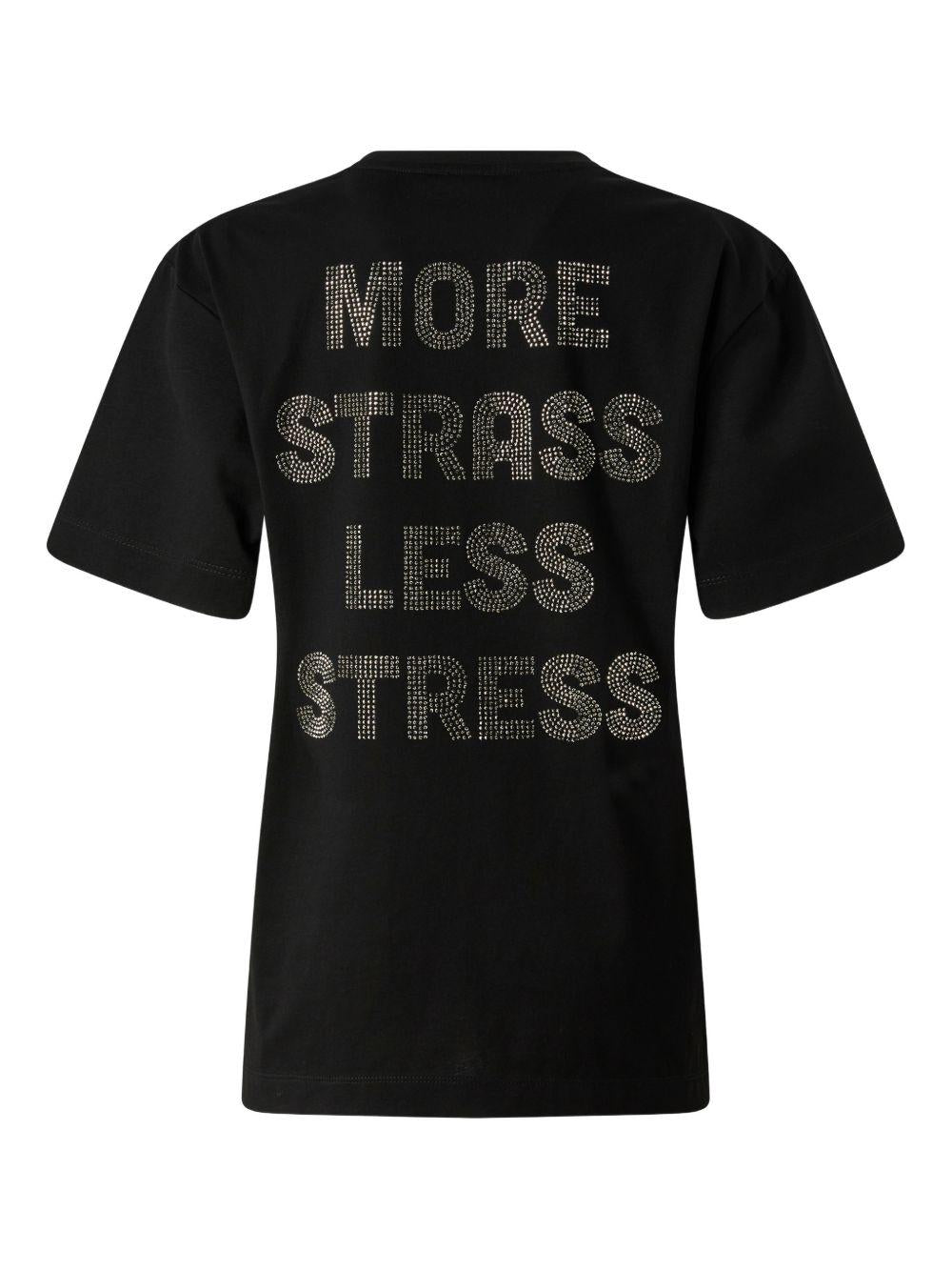 PINKO T-shirt nera con strass 'Strepitoso'