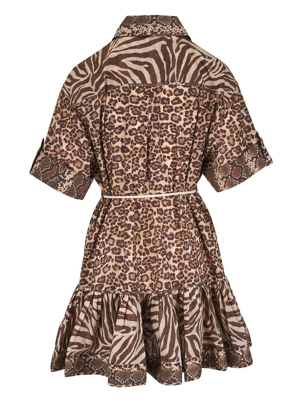 ZIMMERMANN Abito corto animalier con cintura