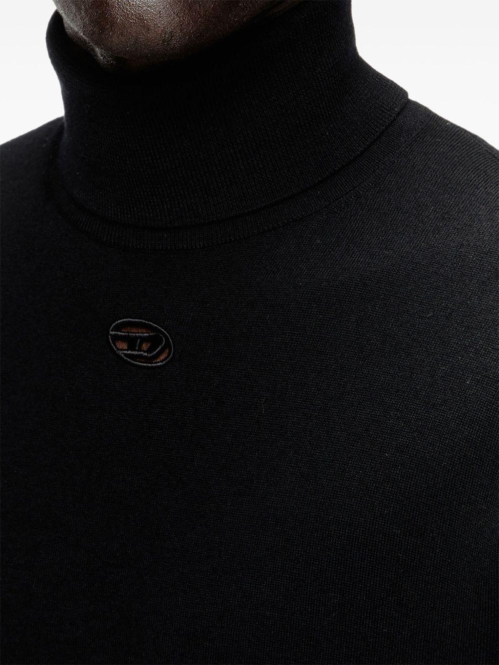 DIESEL Maglia a collo alto 'K-Varta' nera con logo