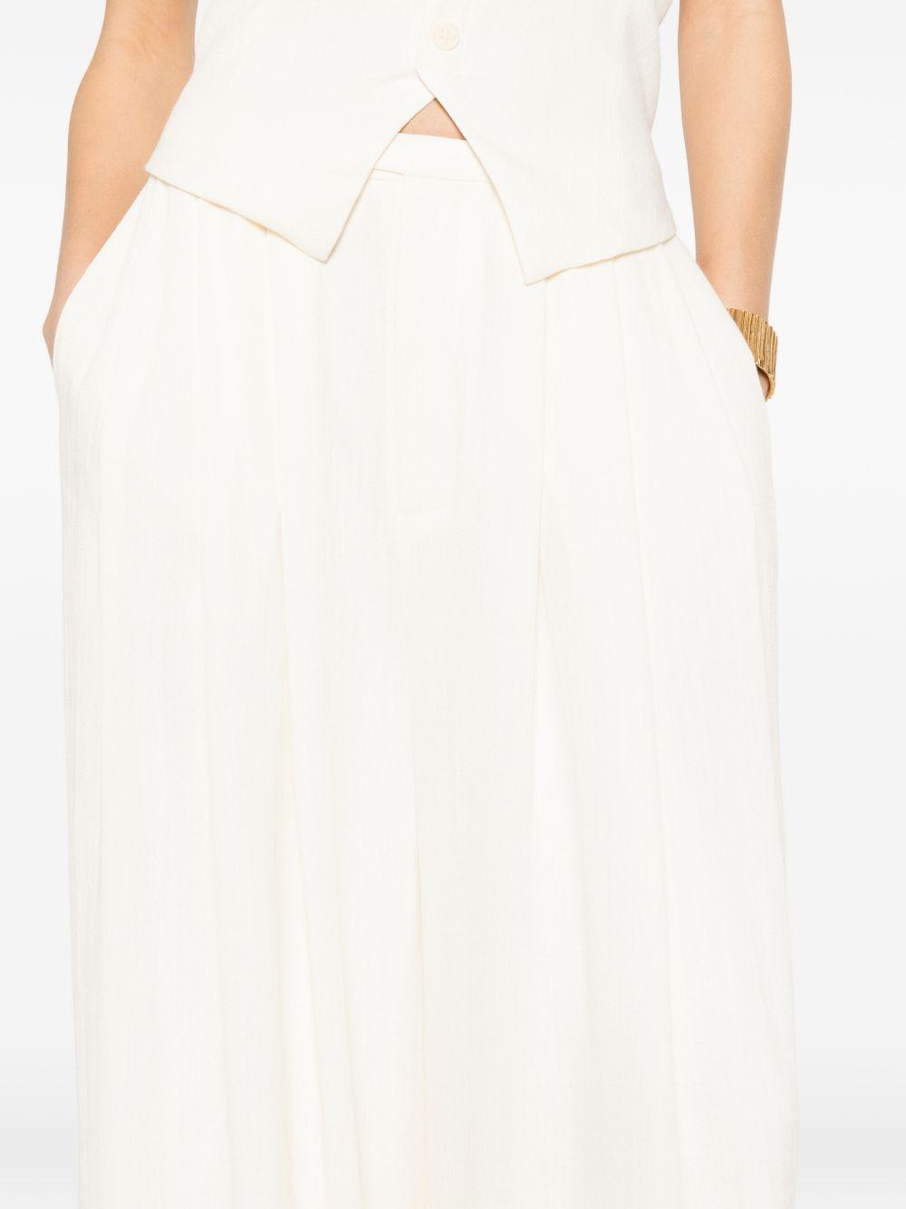 ELEH Pantaloni a gamba larga plissettati in tessuto bianco