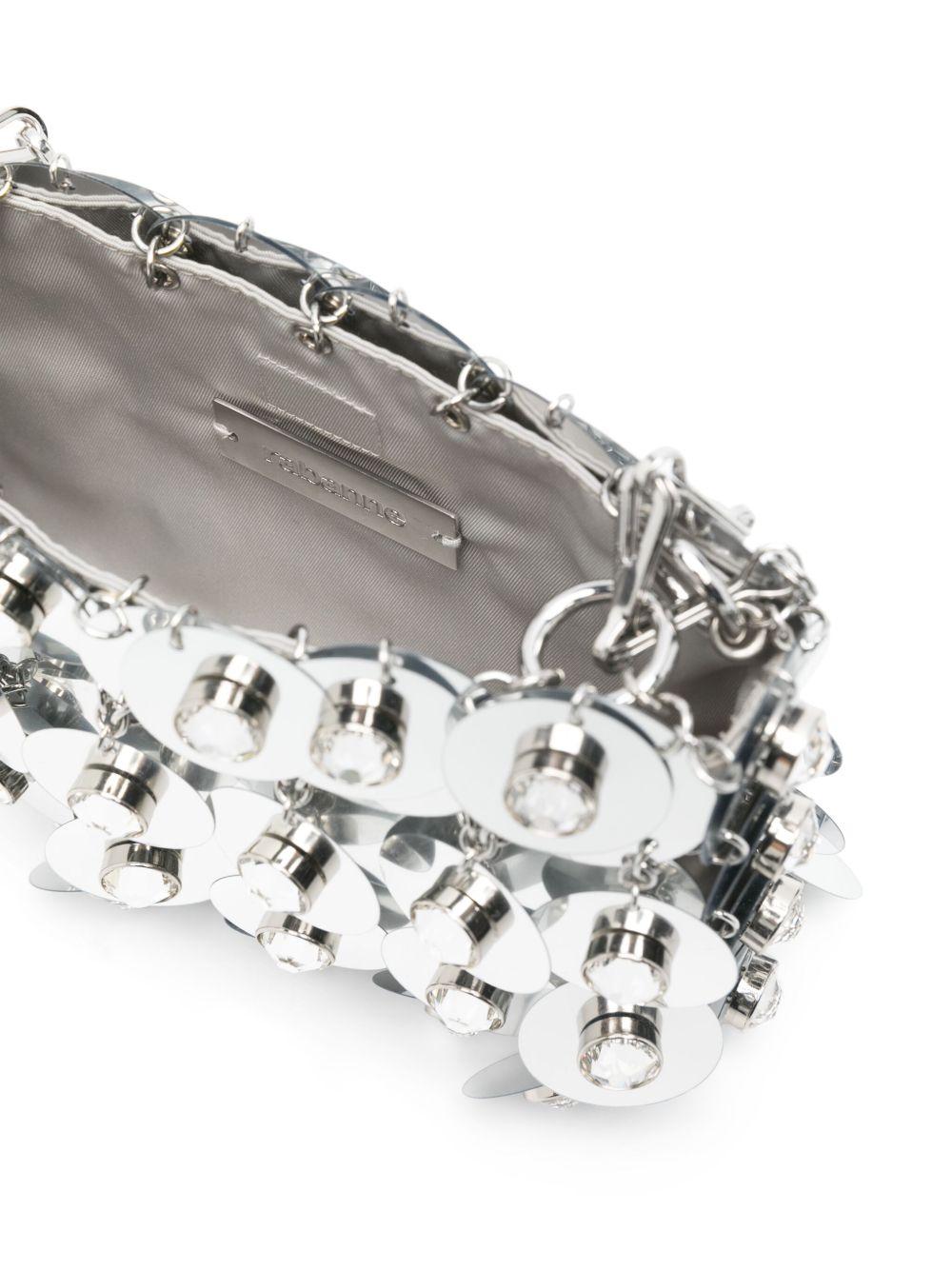 RABANNE Borsa a spalla in maglia metallica argento