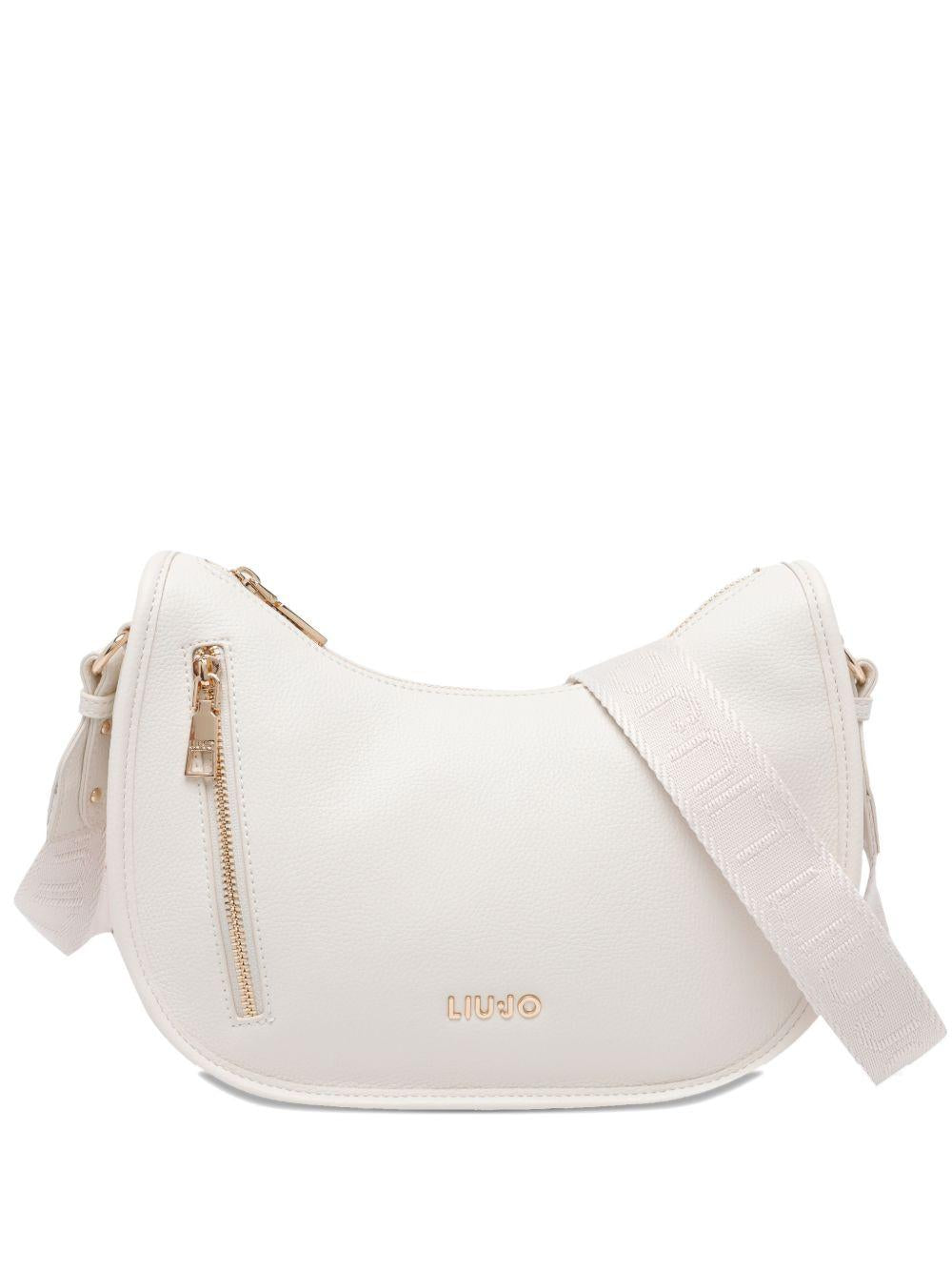 LIUJO Borsa a tracolla bianca in ecopelle con tasca laterale